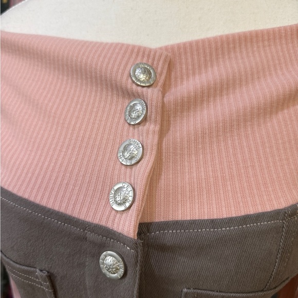 Y2K Off-Shoulder Two-Tone Corset Top in Pink and Taupe - Picture 2 of 5